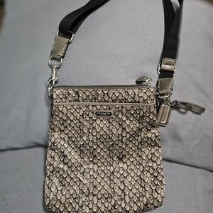 COACH Snake-Print Crossbody Bag in Taupe